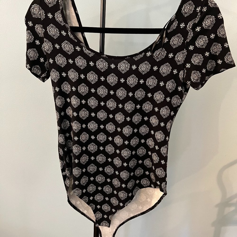 NWT Black Patterned Body Suit